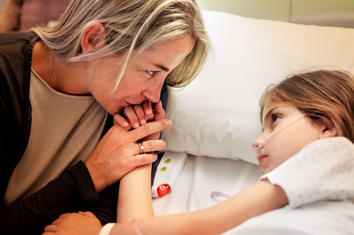 Mother and sick daugther