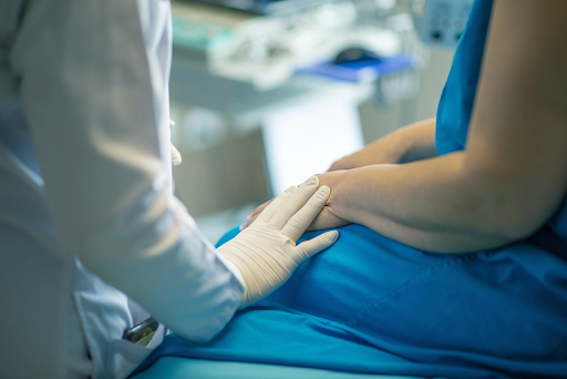 Doctor holding patient